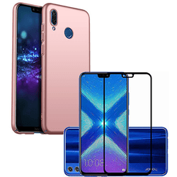 Kit Carcasa y Protector Cristal 5D Honor 8X SlimShield Rosa