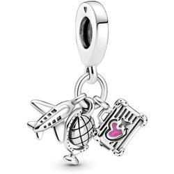 PANDORA 799435C01 Charm Colgante Avión, Globo y Maleta