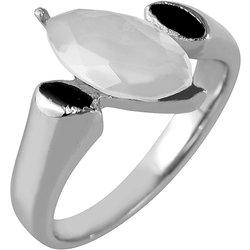 JUST Anillo Lerena Plateado con Piedra Blanca en Acero Inoxidable 56