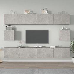 vidaXL SET DE MUEBLES DE TV 6 PZAS MADERA CONTRACHAPADA GRIS HORMIGÓN