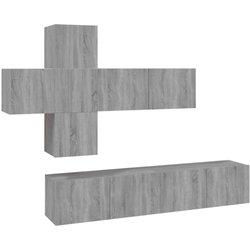 Muebles de puerta de TV Set 7 piezas gris Sonoma madera multicapa