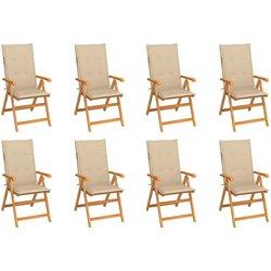 Conjunto 8 Silla de jardín VIDAXL Beige Madera (57x71.5x109 cm)