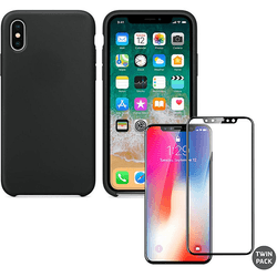 Kit Funda y Protector Cristal 5D iPhone X, XS SlimShield Negro