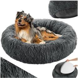 Tectake cama para perros redonda con felpa de pelo largo