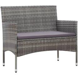 Banco de jardín 105 cm en polyrattan gris