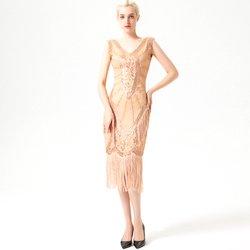 Vestido estilo flapper Art Deco con lentejuelas rosas de los años 20 para mujer, capa de noche para cóctel, graduación, víspera