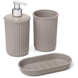 TATAY Baobab - Set de Baño de 3 Piezas en Plástico PP05. Taupe