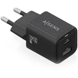 Cargador de Pared AISENS ASCH-35W2P025-BK (Negro - USB-C x 1)