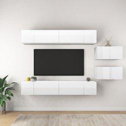 vidaXL Muebles de TV 8 piezas de aglomerado blanco brillante