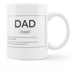 Fisura – Taza blanca con mensaje. Taza con definición padre, madre y abuelos. Taza de desayuno para regalar. Regalo original para padres. 350 ml. Variedad de modelos e idiomas.