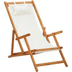 Silla de playa VIDAXL Crema Tela (60x127x95 cm)