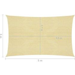 Toldo de vela beige hdpe 160 g/m² 3x5 m