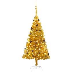 Árbol de Navidad preiluminado con bolas de oro 150 cm PET