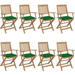 Conjunto 8 Silla de jardín VIDAXL Verde Madera (54x57x91 cm)