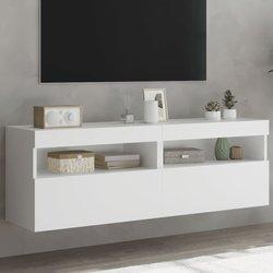 Mueble de pared TV con luces LED 2 piezas blanco 60x30x40 cm