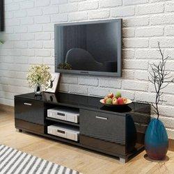 Mueble para TV negro brillante 140x40,5x35 cm