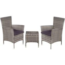 3 piezas gris Polyrattan Bistro Set