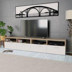 Mueble TV 2 piezas de madera multicapa 95x35x36 cm roble y blanco