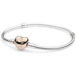 Pulsera Pandora 580719-19 mujer plata corazón Rose