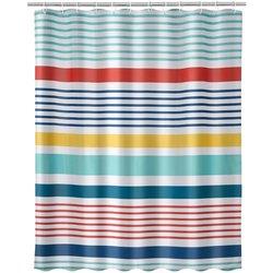 Cortina baño Ávalon Blanca Líneas Multicolor (180x200cm)