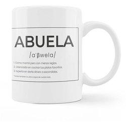 Fisura – Taza blanca con mensaje. Taza con definición padre, madre y abuelos. Taza de desayuno para regalar. Regalo original para padres. 350 ml. Variedad de modelos e idiomas.