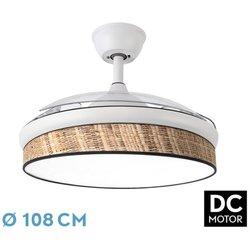 Fabrilamp - ventilador dc moda 72W blanco/cañizo oscuro 108D