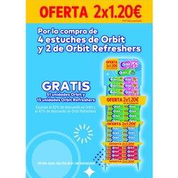 Expositor chicles Orbit 2x1.20€ + Orbit refresh 152 unidades