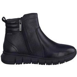 Cómoda  Botín mujer 86414 de TAMARIS CONFORT en suave piel negra. Plantilla anatómica extraible. Ajuste doble cremallera. Membrana impermeable Duo-Tex. Piso flexible Altura Tacón bajo (3-5 cm) Referencia