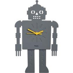 Reloj de pared original robot Reloj de pared silencioso de 38 x 20 centímetros Reloj cocina gris Reloj de péndulo de madera y ABS 2 Pilas AA FISURA