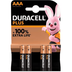 DURACELL Plus AAA, Pilas Alcalinas (paquete de 4) 1.5 Voltios LR03 MN2400