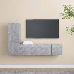 Muebles de puerta de TV Set 3 piezas gris madera hormigón multicapa