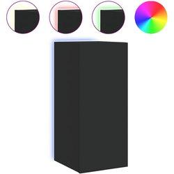 Mueble TV de pared con luces LED negro 30,5x35x70 cm