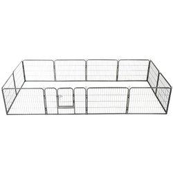 Caja para perros con 12 paneles en acero 80x60 cm negro