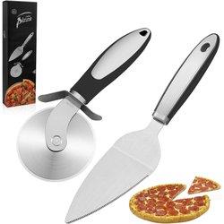 Corta Pizza y Espatula, Set de Cortador de Pizza, Juego de Servidor de Pizza, Kit Corta Pizza Profesional Rueda de Pizza de Acero Inoxidable para Pizza Pastel Tarta, Gofre, Tortita y Pan