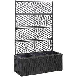 Puss Cama elevada 3 Jarrones 83x30x130 cm Polyrattan Negro