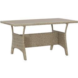 Mesa de jardín gris 130x70x66 cm en polyrattan