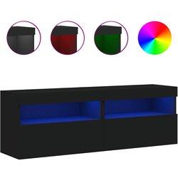 Muebles de pared de TV con luces LED 2 piezas negro 60x30x40 cm