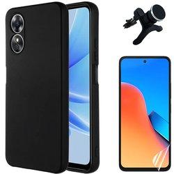 Kit Film Hydrogel Avant + Coque Silicone Liquide + Support Magnétique Oppo A58 4G Noir