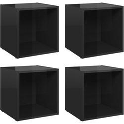 Mueble TV 4 piezas negro pulido 37x35x37 cm madera multicapa