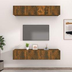 Muebles de TV 4 piezas Smoke Oak 80x30x30 cm Madera multicapa