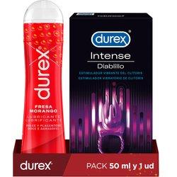 Durex Pack Lubricante Sabor y Aroma Fresa + Anillo Vibrador Intense Orgasmic Diablillo