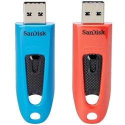 SanDisk Ultra Pack de 2 Memorias USB 64 GB USB 3.2 Gen 1 Azul/Rojo