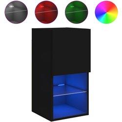 Mueble de TV con luces LED negro 30,5x30x60 cm