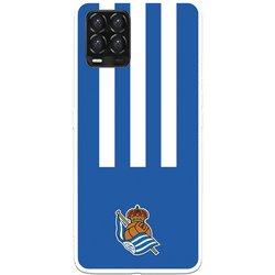 Funda para Realme 8 del Real Sociedad de Fútbol Real rayas verticales  - Licencia Oficial Real Sociedad de Fútbol