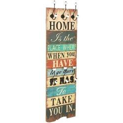 Colgador de pared con 6 ganchos HOME IS 120x40 cm