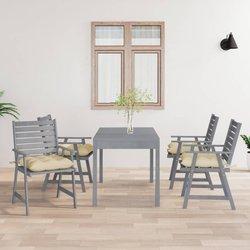 vidaXL Sillas de comedor jardín con cojines 4 uds madera maciza acacia