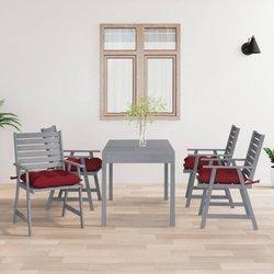 vidaXL Sillas de comedor jardín con cojines 4 uds madera maciza acacia