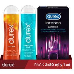 Durex Anillo Vibrador Intense Orgasmic Diablillo Estimulador Clítoris + Lubricante de Base Agua Efecto Calor y Efecto Frío