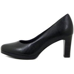 Zapatos de Mujer en Piel Negra, Tacón Medio y Plataforma, Tamaris