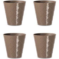 Palm Set de 4 Macetas Redondas Decorativas 16 cm con Textura. Taupe ARECA